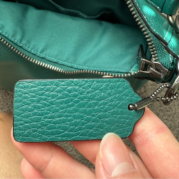 Coach Teal Leather Shoulder Bag - Picture 9 of 11